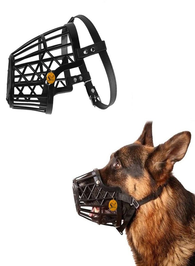 Sage Square Adjustable Strap Muzzle, Mouth Cover, Basket Cage, Pet Safety Collar for Anti Biting Dog. (Black, Medium) - Image 1